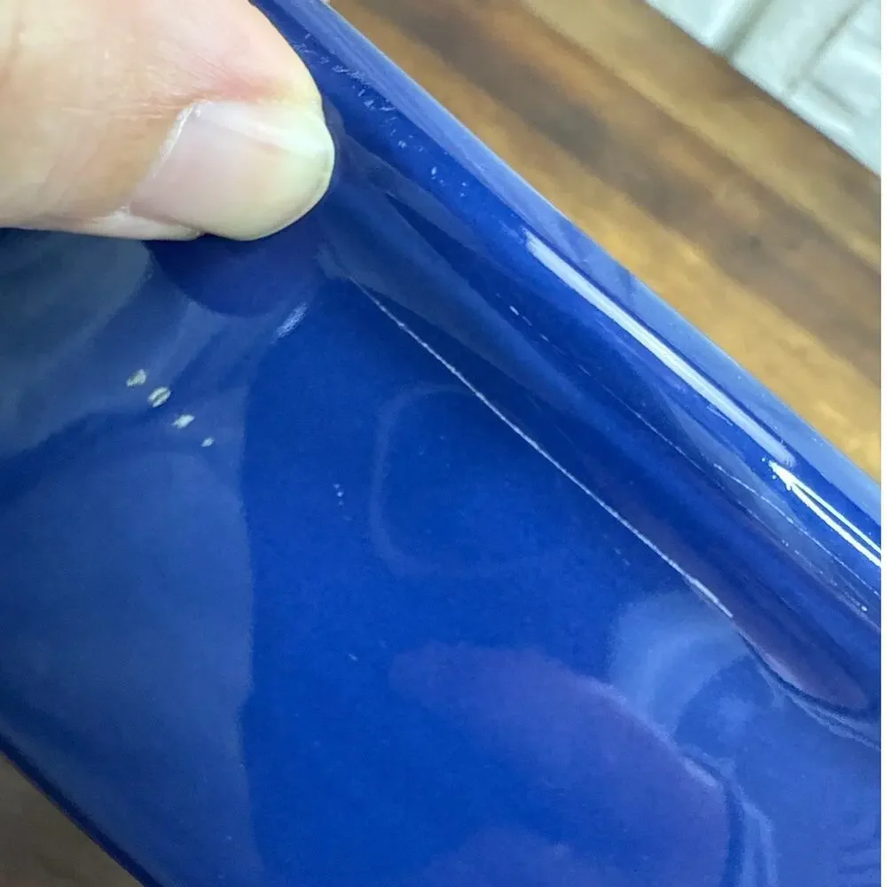 Crate & Barrel Portugal Stoneware Cobalt Blue Casserole Baking Dish With Handles